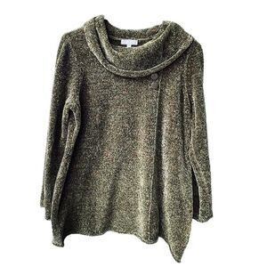 Habitat size M chenille Cowl Neck pullover sweater in Green Confetti.